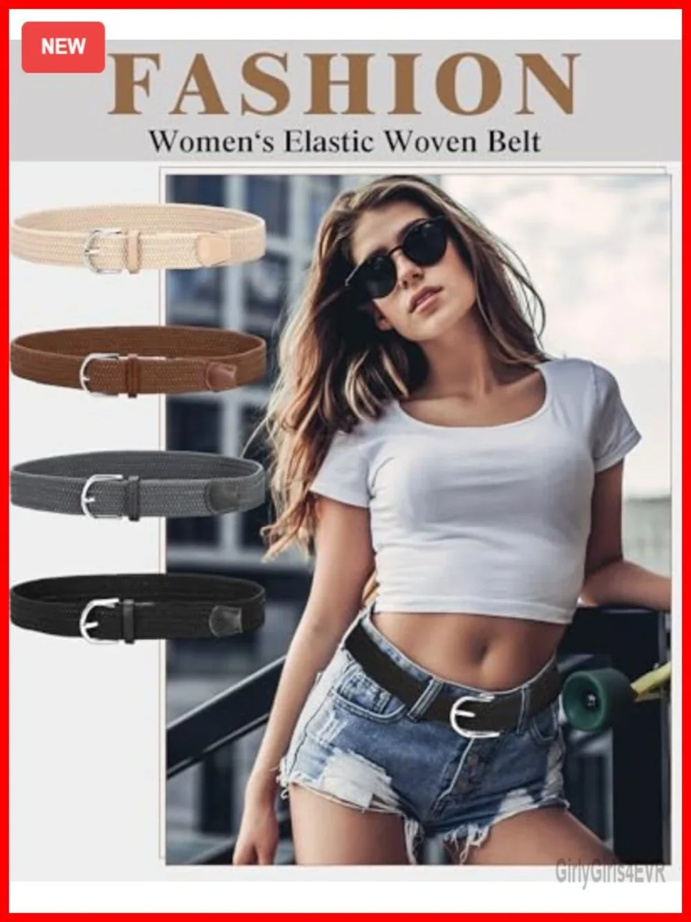 4 Pack Stretch Belt Women Men Woven Braided Waist Band for Dress Tights Golf